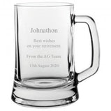 Engraved glass tankard