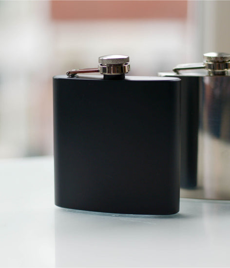 6oz Black Hipflask In Gift Box