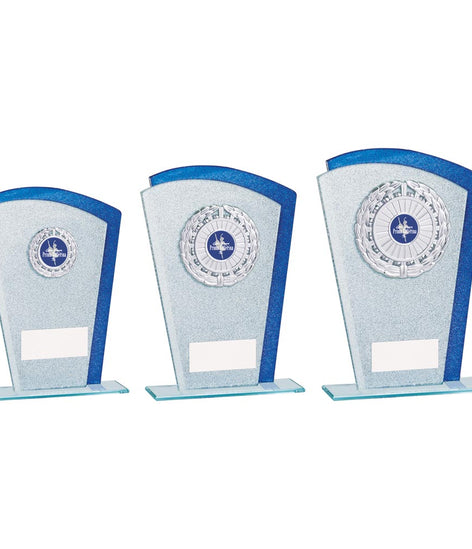 Polaris Glitter Glass Award Silver & Blue -CR19618