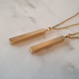 Personalised gold bar necklace