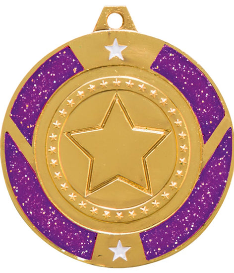 Glitter Star Medal Purple - MM17146