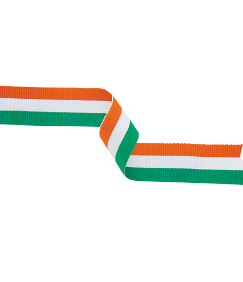 Medal Ribbon Green White & Orange-MR36