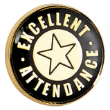 Heritage Excellent Attendance Pin Badge Black & Gold   - SB19033B