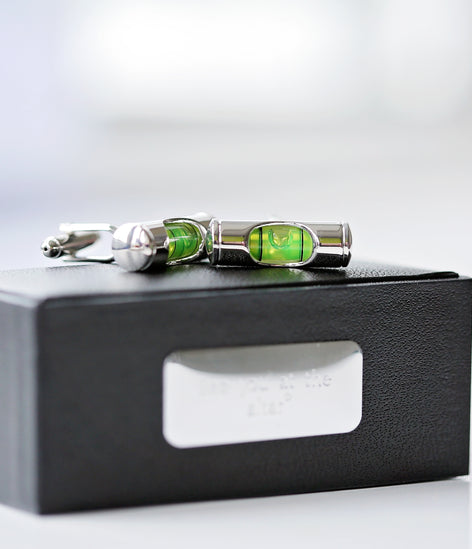 Spirit Level Cufflinks With Personalised Gift Box