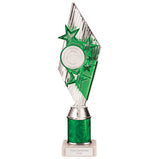 Pizzazz Plastic Tube Trophy Silver & Green- TA20516