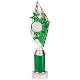 Pizzazz Plastic Tube Trophy Silver & Green- TA20516