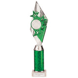 Pizzazz Plastic Tube Trophy Silver & Green- TA20516