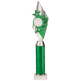 Pizzazz Plastic Tube Trophy Silver & Green- TA20516