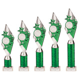 Pizzazz Plastic Tube Trophy Silver & Green- TA20516