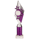 Pizzazz Plastic Tube Trophy Silver & Purple -TA20517