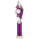 Pizzazz Plastic Tube Trophy Silver & Purple -TA20517