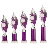 Pizzazz Plastic Tube Trophy Silver & Purple -TA20517