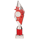 Pizzazz Plastic Tube Trophy Silver & Red- TA20519