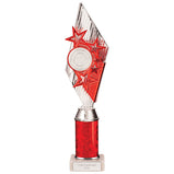 Pizzazz Plastic Tube Trophy Silver & Red- TA20519