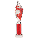 Pizzazz Plastic Tube Trophy Silver & Red- TA20519