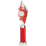 Pizzazz Plastic Tube Trophy Silver & Red- TA20519