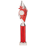 Pizzazz Plastic Tube Trophy Silver & Red- TA20519