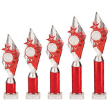 Pizzazz Plastic Tube Trophy Silver & Red- TA20519