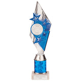 Pizzazz Plastic Tube Trophy Silver & Blue- TA20521