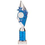 Pizzazz Plastic Tube Trophy Silver & Blue- TA20521