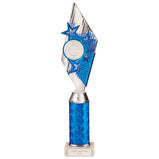 Pizzazz Plastic Tube Trophy Silver & Blue- TA20521