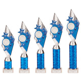 Pizzazz Plastic Tube Trophy Silver & Blue- TA20521