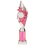 Pizzazz Plastic Tube Trophy Silver & Pink -TA20522