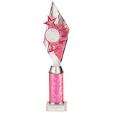 Pizzazz Plastic Tube Trophy Silver & Pink -TA20522