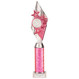 Pizzazz Plastic Tube Trophy Silver & Pink -TA20522