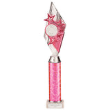 Pizzazz Plastic Tube Trophy Silver & Pink -TA20522