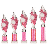 Pizzazz Plastic Tube Trophy Silver & Pink -TA20522