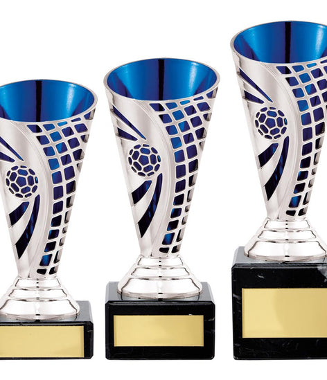 Defender Football Trophy Cup Silver & Blue  - TR20510