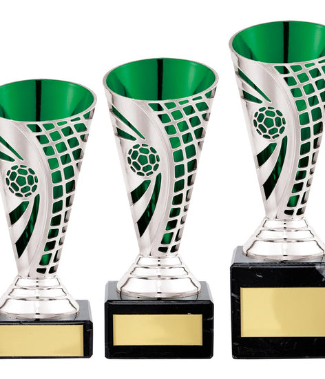 Defender Football Trophy Cup Silver & Green  - TR20511