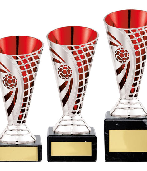 Defender Football Trophy Cup Silver & Red  - TR20512