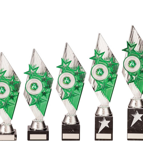 Pizzazz Plastic Trophy Silver & Green -TR20516