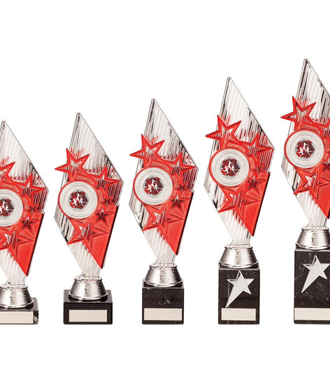 Pizzazz Plastic Trophy Silver & Red- TR20519