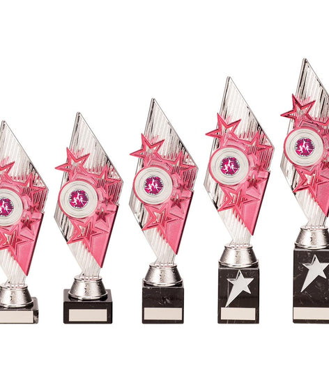 Pizzazz Plastic Trophy Silver & Pink -TR20522