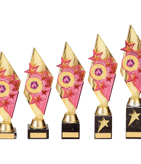 Pizzazz Plastic Trophy Gold & Pink -TR20530