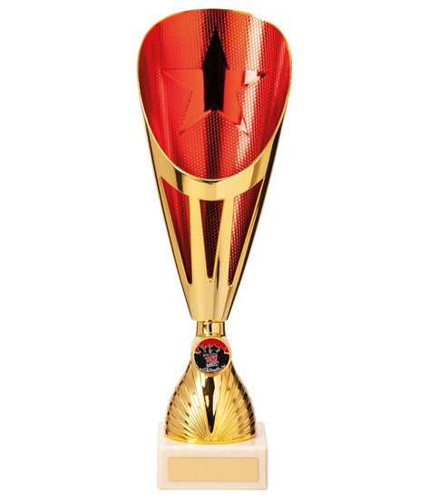 Rising Stars Deluxe Plastic Lazer Cup Gold & Red  -TR20535