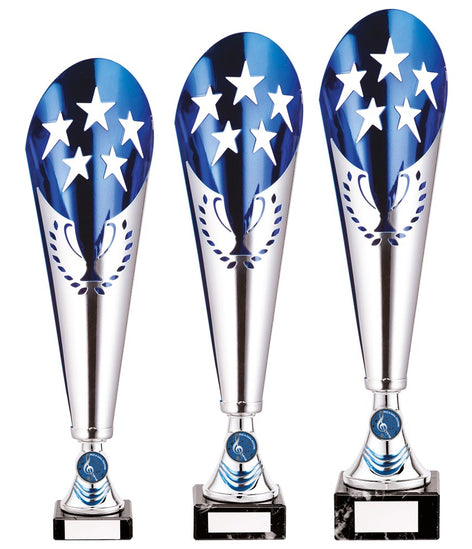 Legendary Lazer Cut Metal Cup Silver & Blue  - TR20550