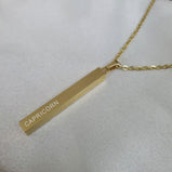 Gold bar necklace star sign engraved