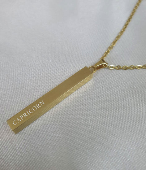 Star Sign Engraving - Gold Bar Necklace