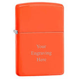 Engraved Stainless Steel Neon Orange Star Lighter