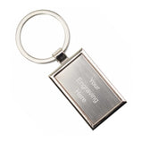 Personalised silver rectangle keyring